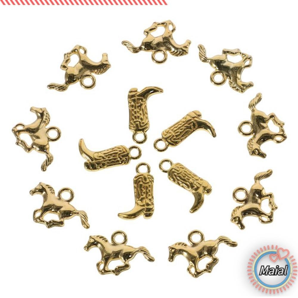 MAIAL 60pcs Western Themed Cowboy Charms, Alloy Cowboy Theme Alloy Gold ...