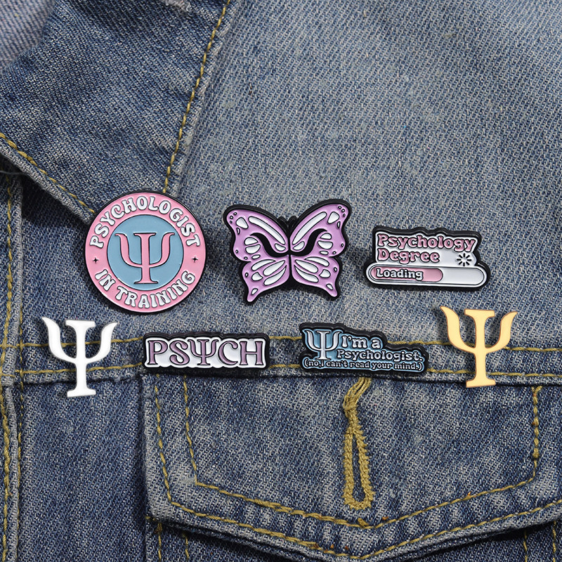 7 Styles of Personalized Creative Psychology PSI Enamel Brooch Souvenir ...
