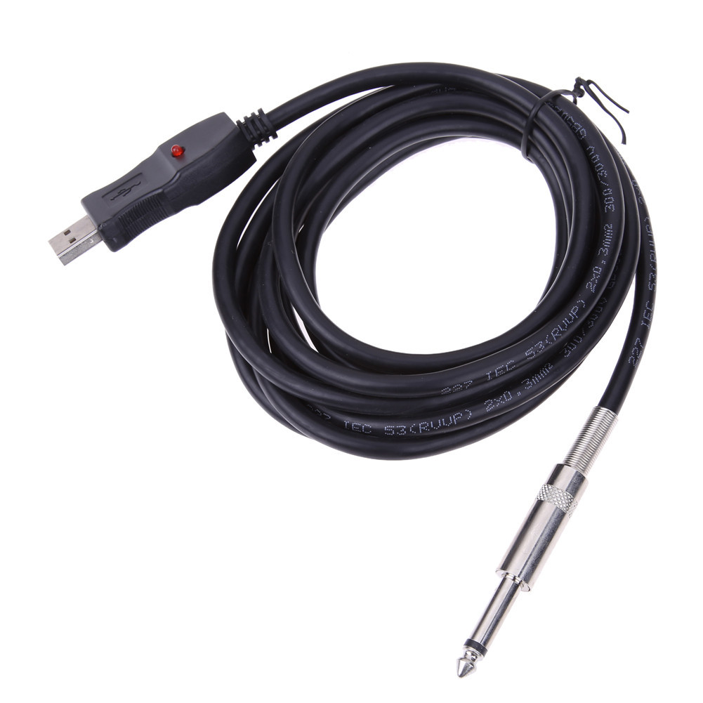 Guitar Bass 1/4'' 6.3mm To USB Link Connection Instrument Cable Adapter ...
