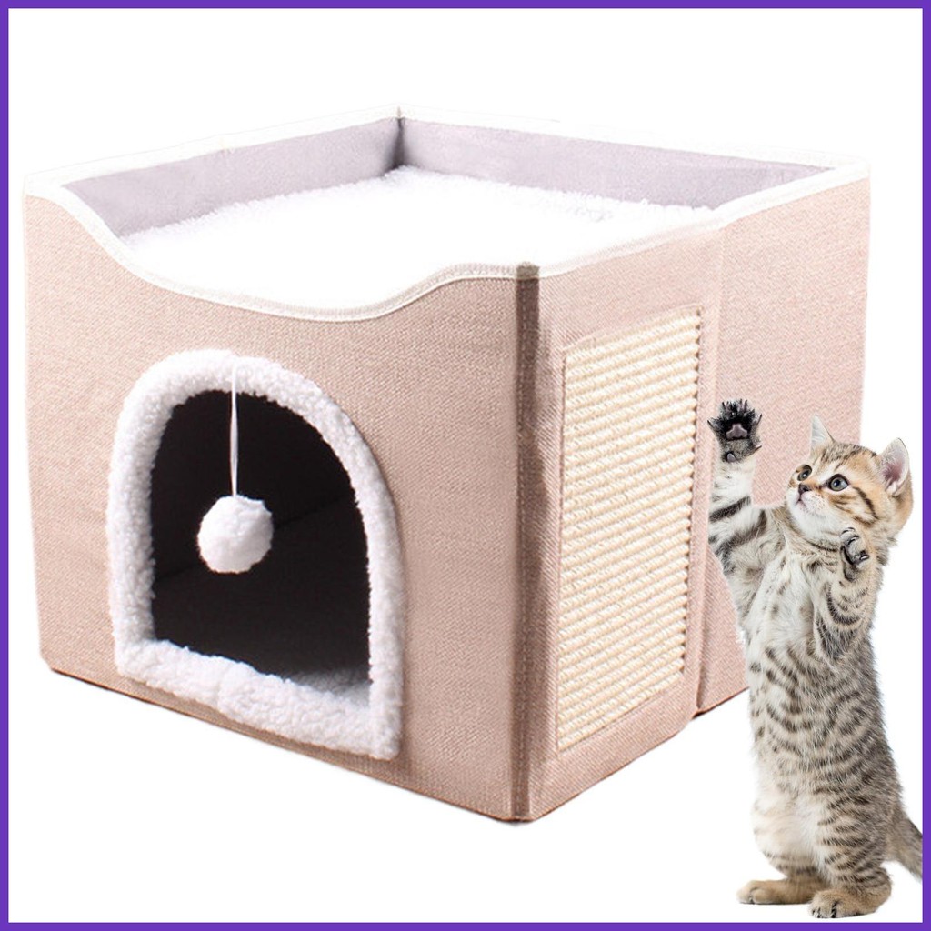 Cat House Bed Cave Foldable Cave Kitten House Cat Bed Sleeping Condo ...
