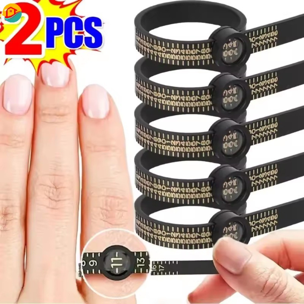 2Pcs US/EU Standard Size Adjustable Ruler Fingers Ring Measuring Tools ...