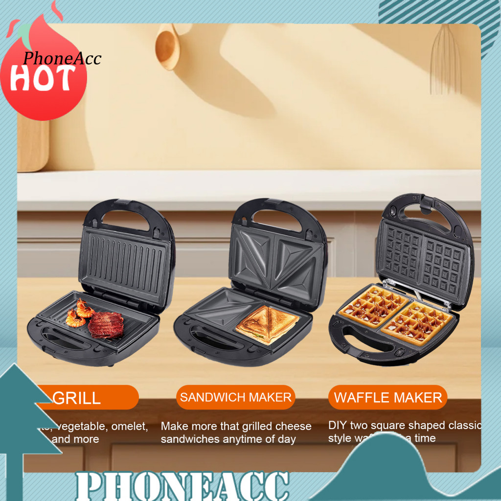 Contact Grill Easy to Clean Sandwich Press 750w 3in1 Waffle Sandwich