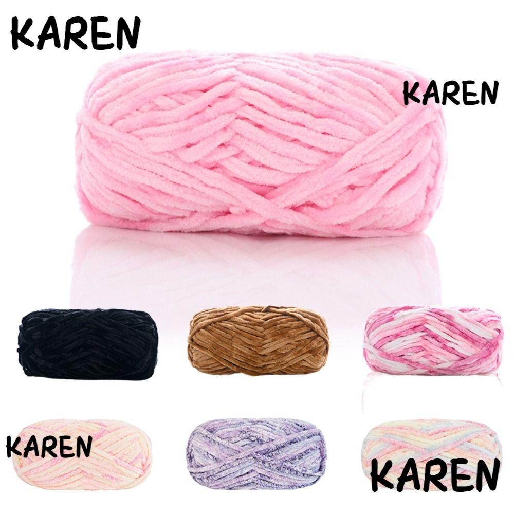 KAREN Velvet Crochet Yarn, Thick Warm 100g Crochet Knitting Yarns, Chenille Wool DIY Hand