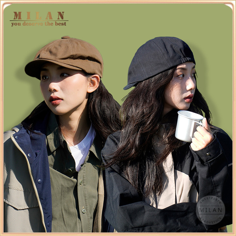 Milan Cap Beret Japanese Style Solid Color Octagonal Hat Can Be Weared