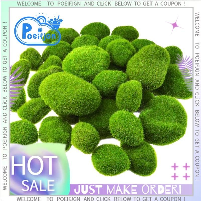 【Poeifjgn】32PCS 5 Size Artificial Moss Rocks Decorative Green Moss