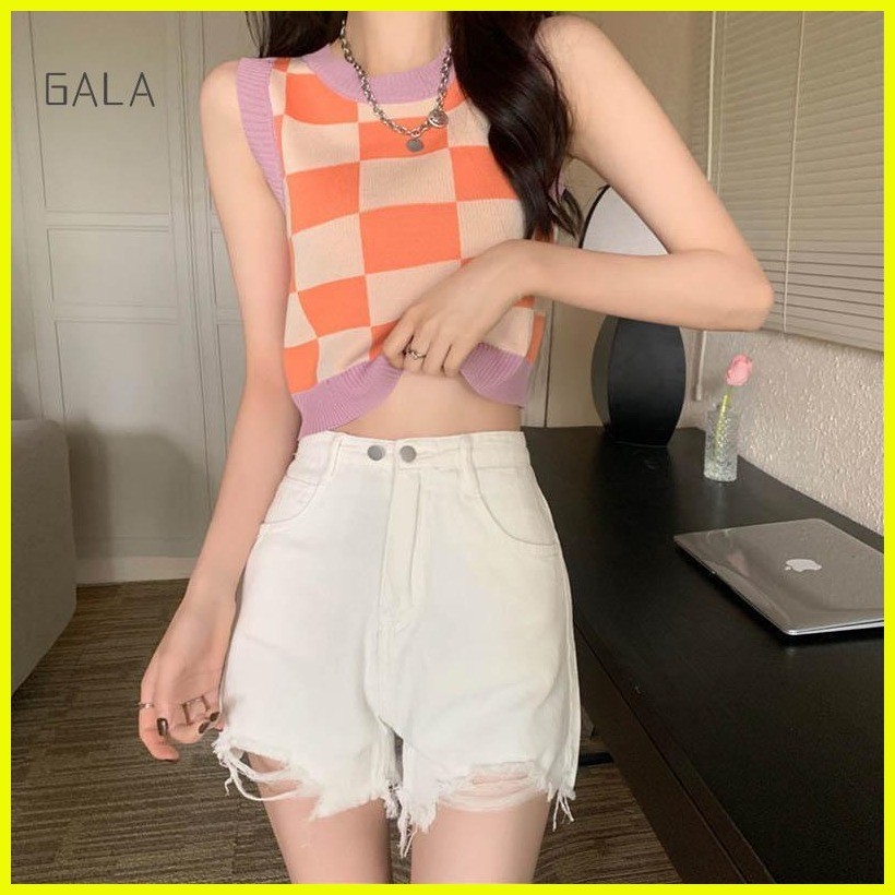 Women's Small Suspender Vest Women's Rag Top with Bra Cushion inside  One-piece Beautiful Back Short Exposed Navel outside Wearing Bottomed Shirt