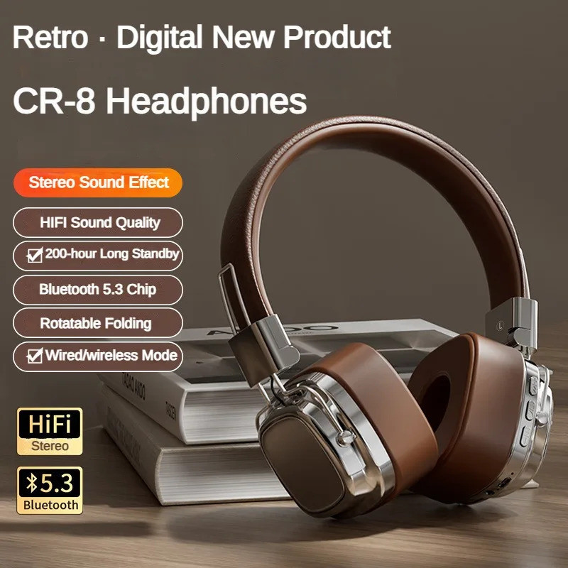 2024 New CR-8 Classic Over Ear Headsets Studio Dj Stereo Bluetooth5.3 ...