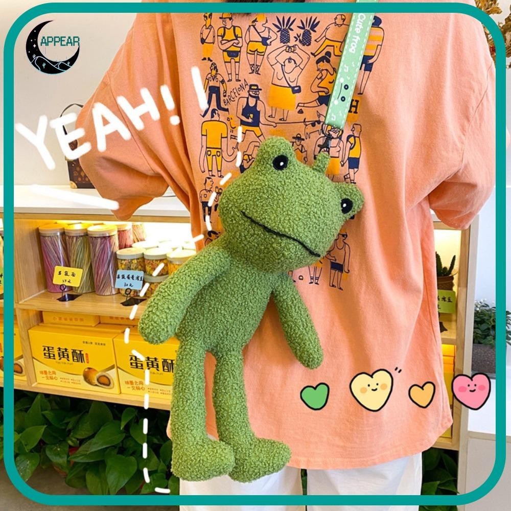 APPEAR Plush Backpack Bag, Frog Messenger Doll Cartoon Shoulder Bag ...