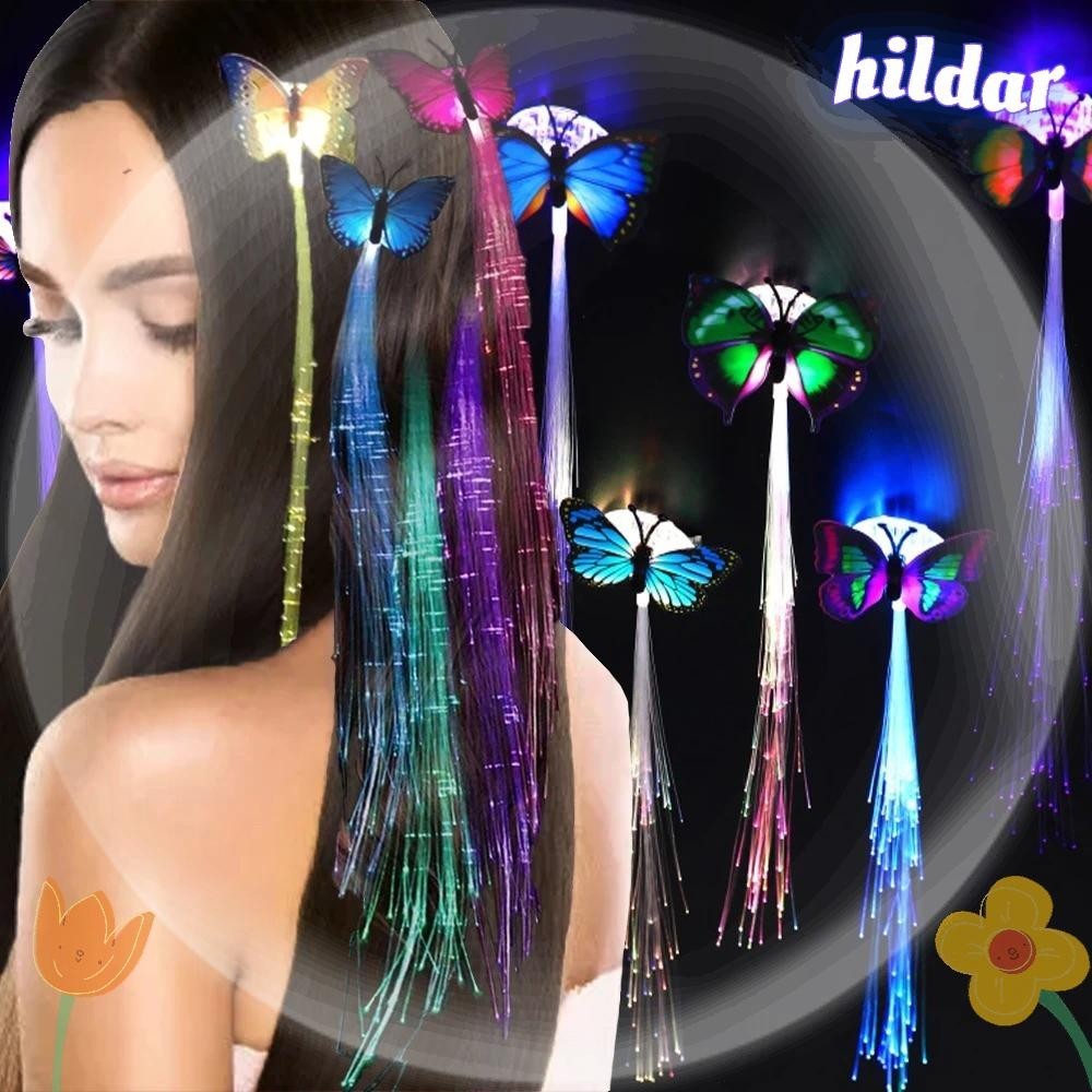 Hildar Glow Hairbraid Optical Fiber Butterfly Luminescent Wig Clip Festival Accessories In 8155