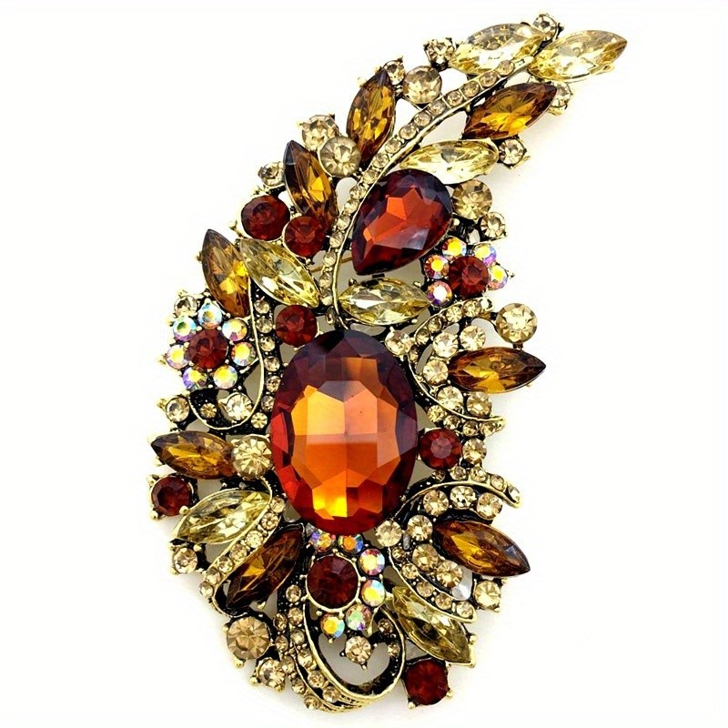 1pcs Shiny Large Rhinestone Solid Color Brooches Pins Exquisite Crystal ...