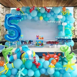 Balloon Garland.  Ocean birthday party, Shark themed birthday