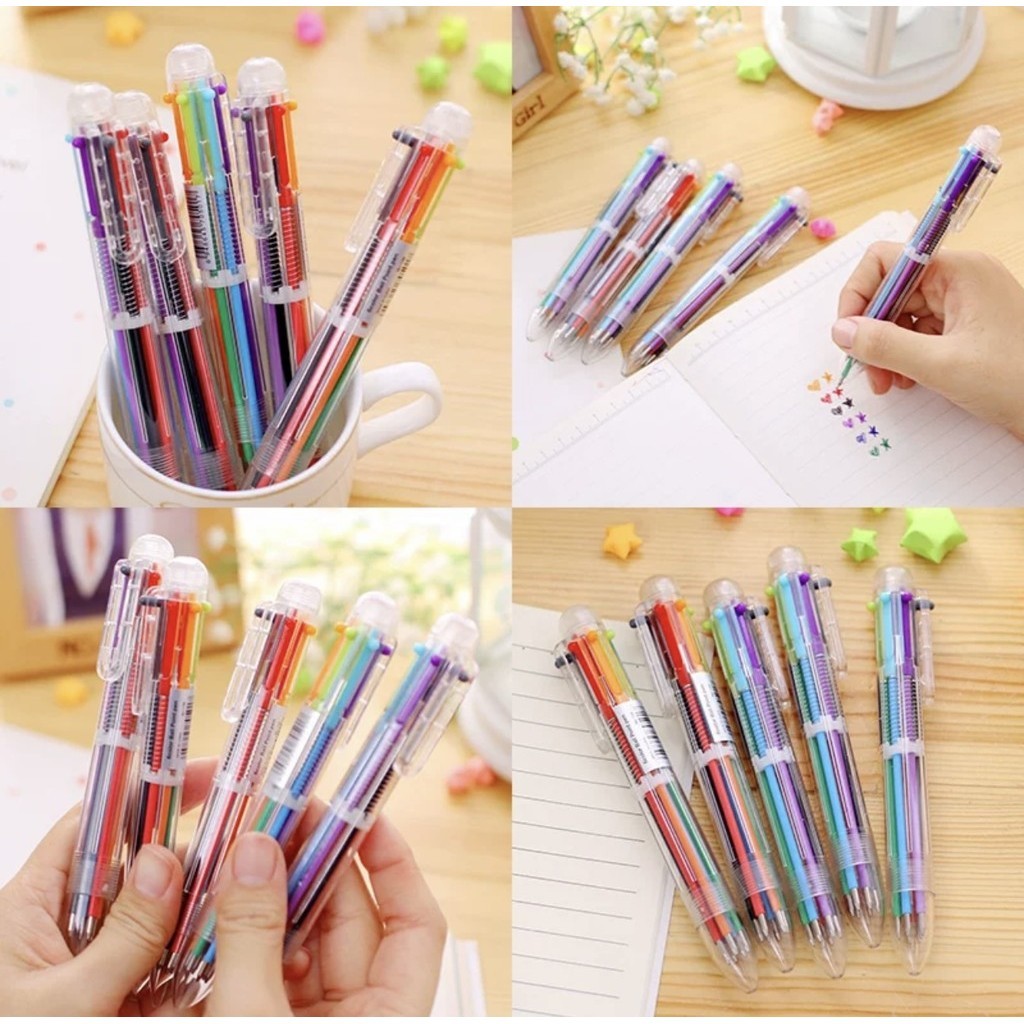 6in1 Multi Colored Pen Ball Pen Stationery Office Pen 1pc student ...
