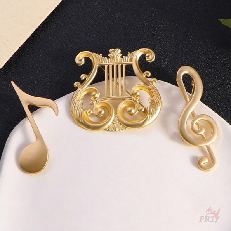 Gold Harp Eight Note G Clef Brooches 1Pc Musical Symbol Doodle Enamel Pins Backpack Button Badge Brooch Shopee Philippines