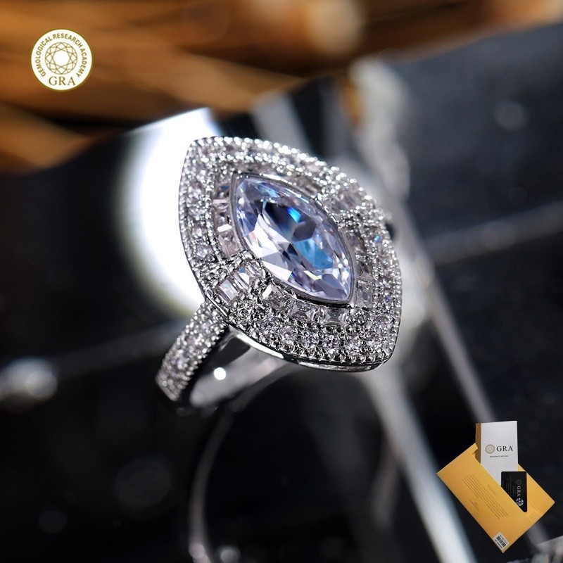 (with Gra Certificate) New Fashion Luxury Full Diamond Moissanite Ring ...