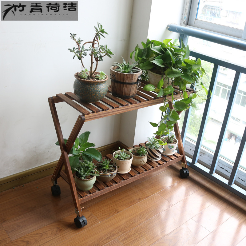 Bay Window Multi-Layer Flower Rack Balcony Indoor Log Succulent Plant ...