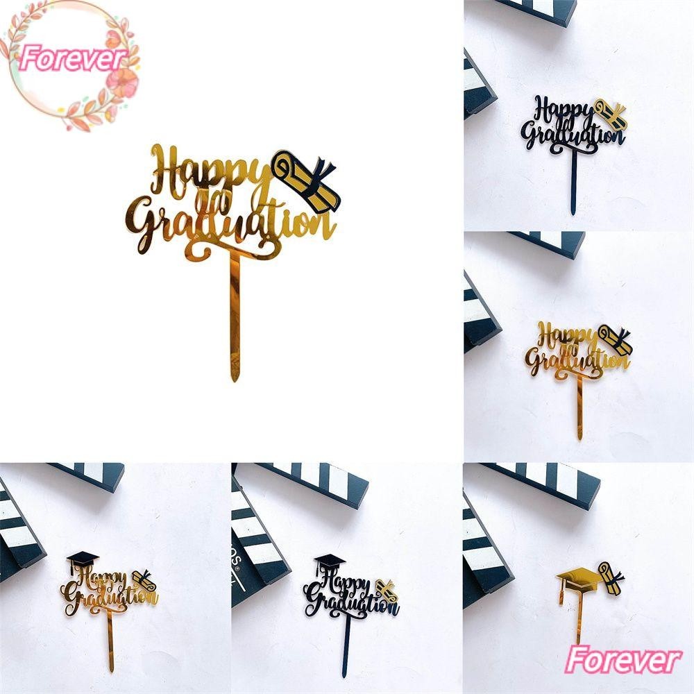 FOREVER Cake Toppers Congrats Grad Party Supplies Gold Bachelor Cap ...