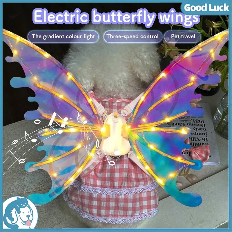 Pet Fairy Wings Electric LED Butterfly Glowing Angel Wings With Music ...