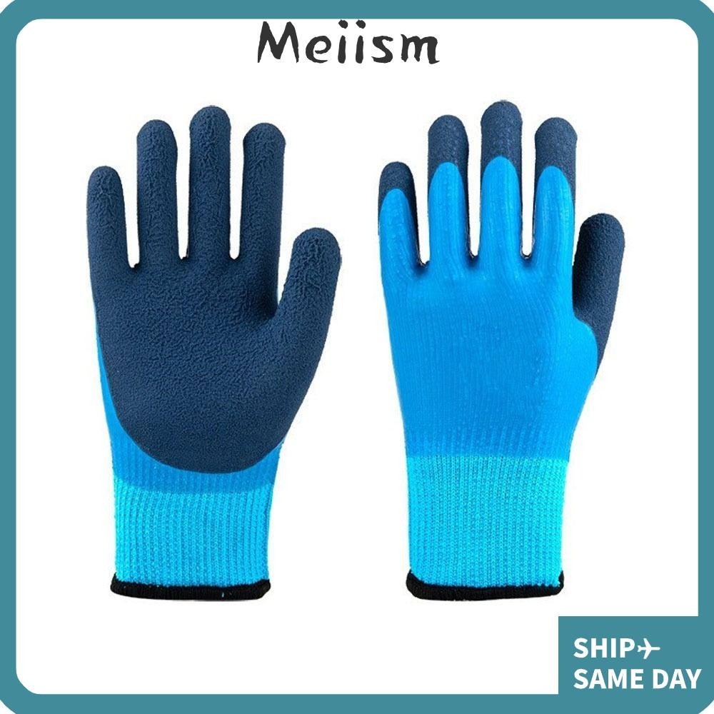 MEIISM 1Pair Warm Glove, Blue Plush Working Gauntlets, Fire Resistant ...