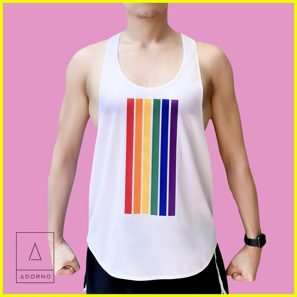♞Rainbow Stringer Tank Top - Fitness Apparel Workout Muscle Tee Sports ...
