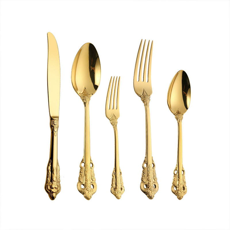 ♞1Pcs Gold Cutlery Wedding Party Tableware set Stainless Steel