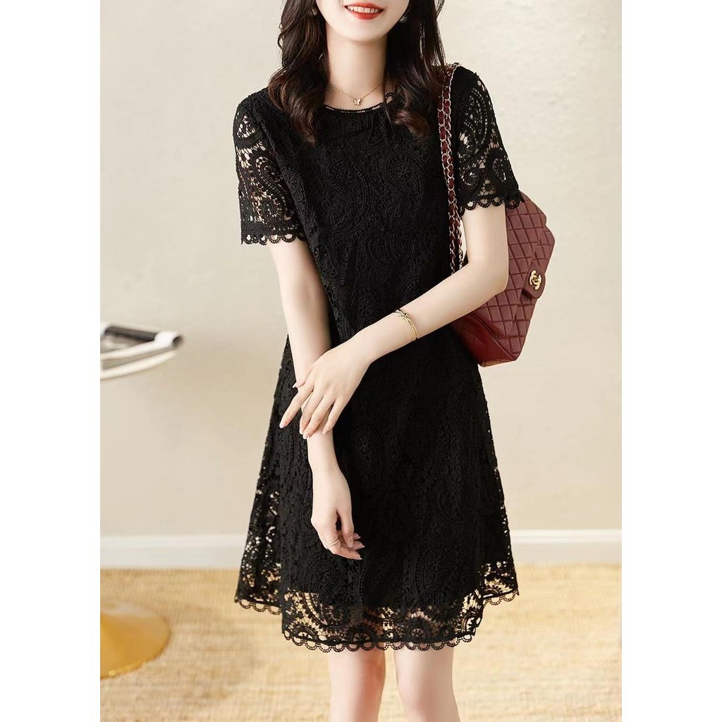 Water Soluble Lace Dress Women Spring Summer New Style Apricot Black Shopee Philippines