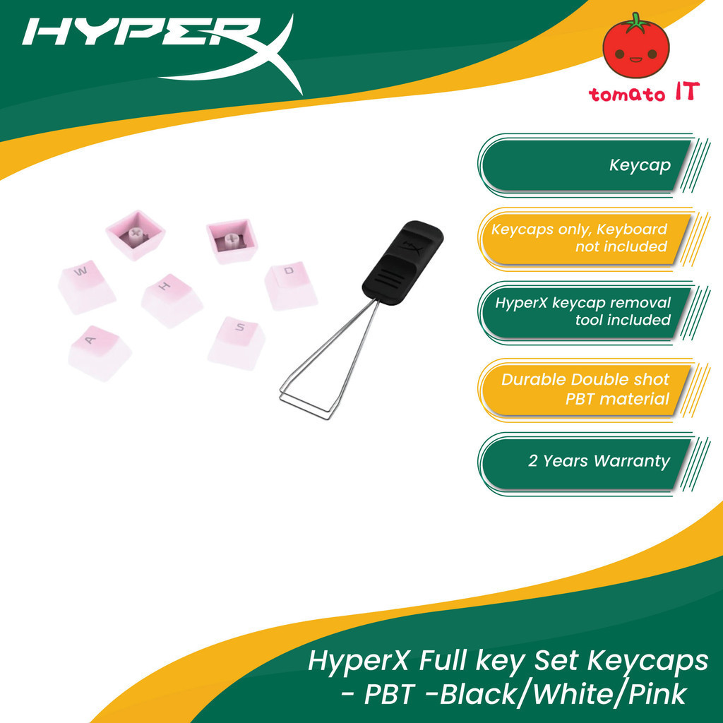 HyperX Full key Set Keycaps - PBT - Black/White/Pink | Shopee Philippines