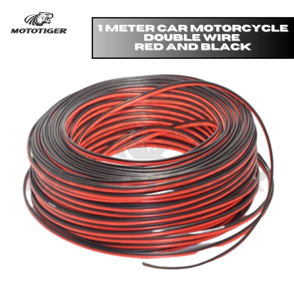 5 Meter Car Motorcycle Double Wire Red And Black Power Cord | Shopee ...