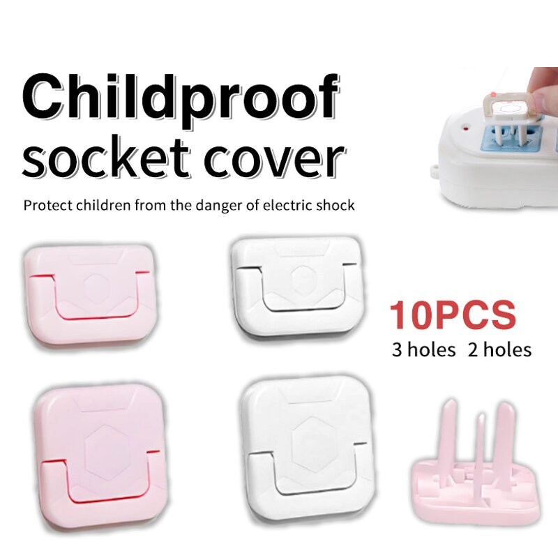10 pcs Power Socket Protector Outlet Plug Cover Baby Safety Protection ...