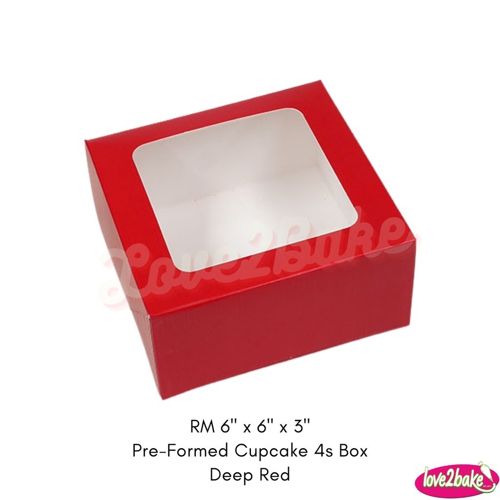 RM Boxes 6″ x 6″ x 3″ Pre-formed 3oz Cupcake 4s Box (No Holder/Insert ...