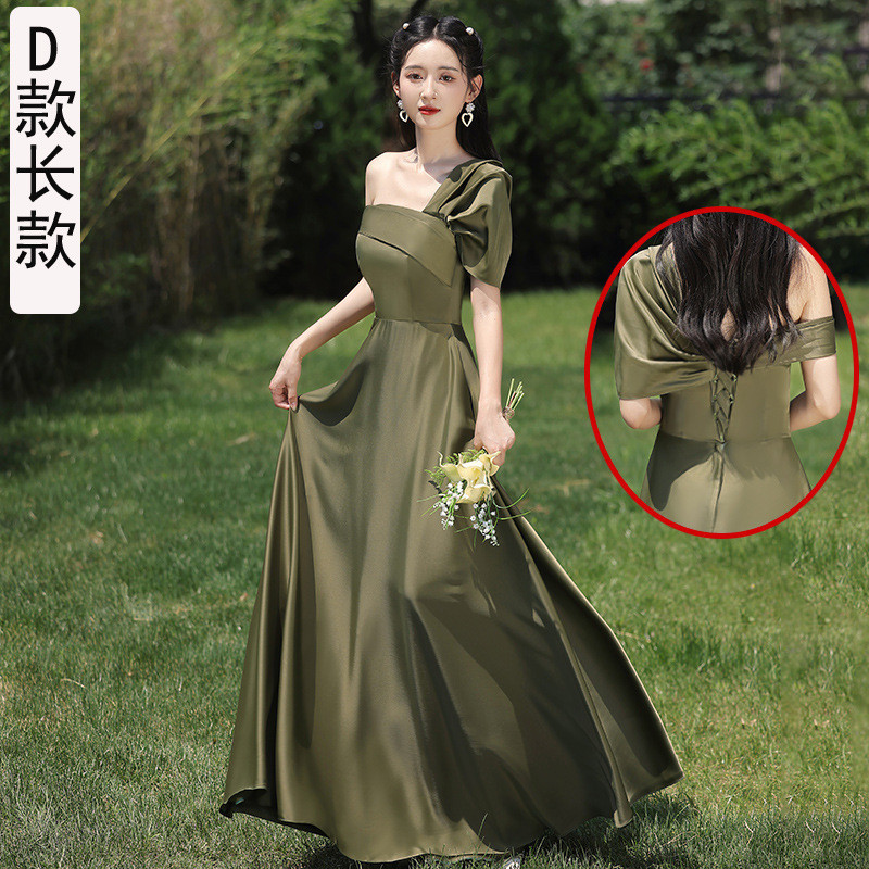 Olive Green Bridesmaid Dresses for Women 2024 A Line Satin Wedding Party  Gowns Elegant Prom Dresses Long | Shopee Philippines