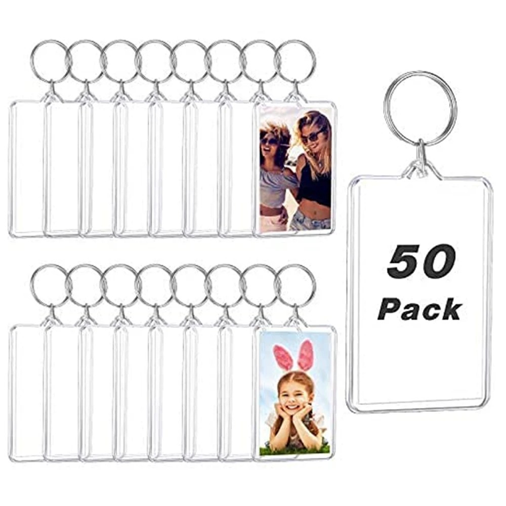 Clear Acrylic Photo Frame Keychain - DIY Photo Insert Keyrings ...