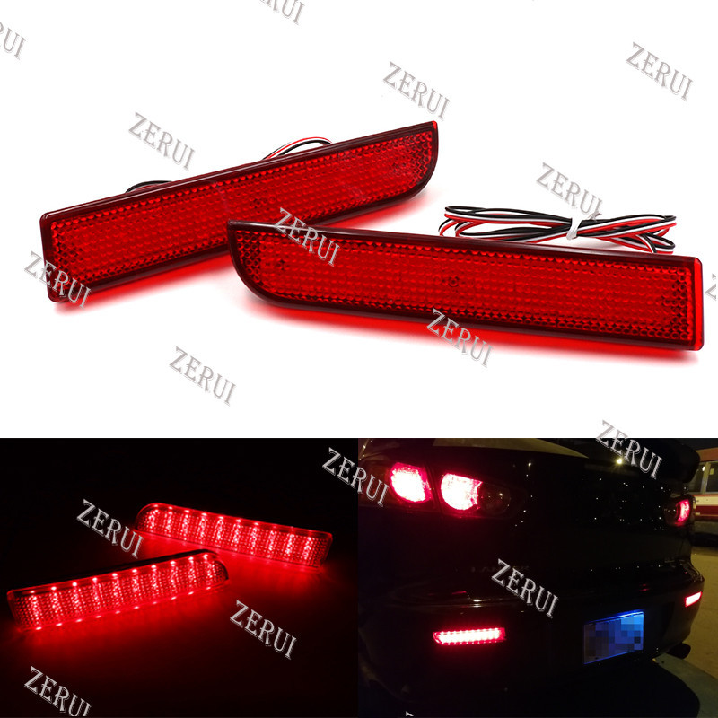 ZR For LED Rear Bumper Reflector Light Red Car Driving Brake Stop Fog ...