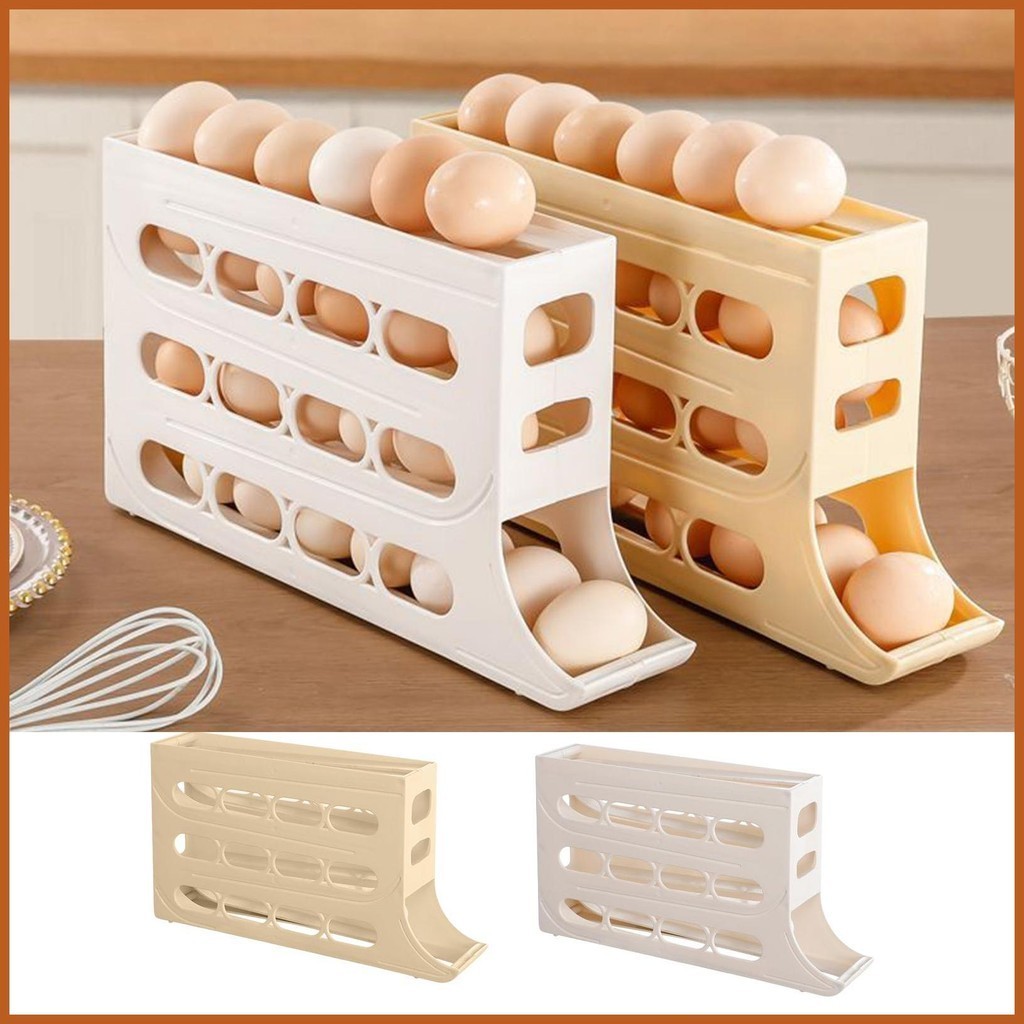 Rolling Egg Dispenser 3-layer Egg Storage Container Ventilated Egg ...