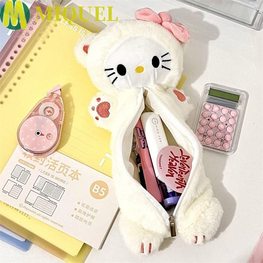 MIQUEL Cute Plush Pencil Bag, My Melody Kuromi Large Capacity Fluffy ...