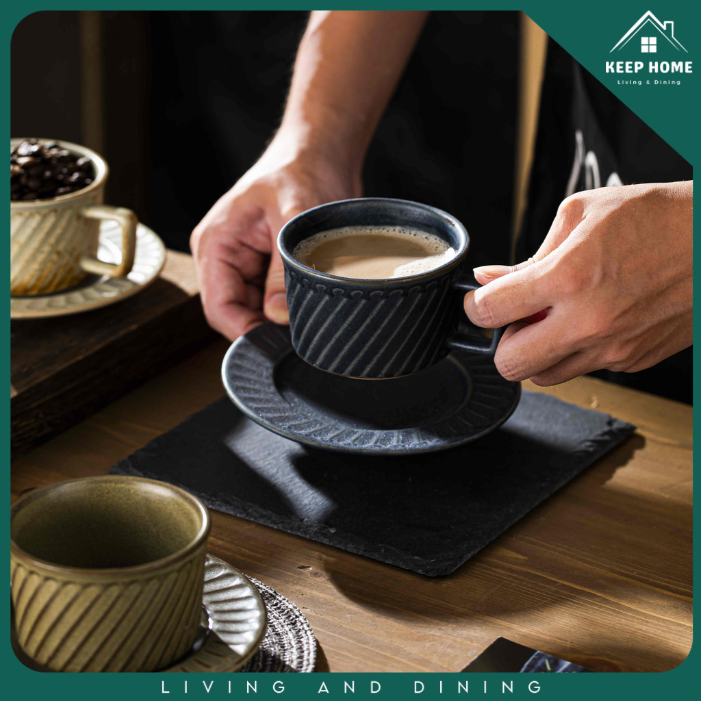 Keep Home 250ml Retro European Style Ceramic Tea Cup and Saucer ...