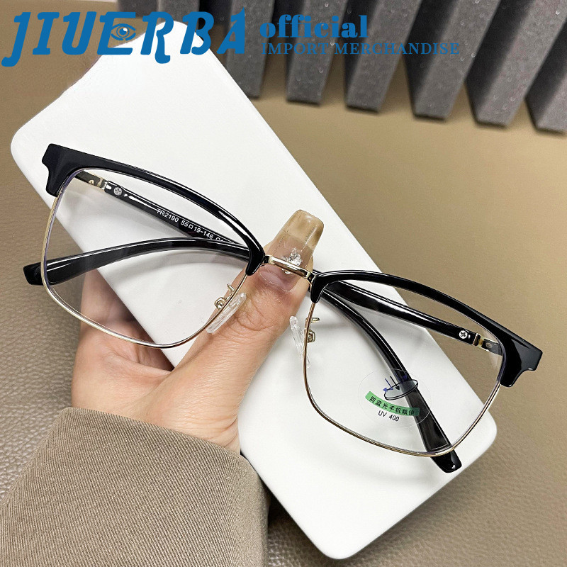 JIUERBA New Korean High-quality Anti Blue Light Glasses Rectangle Metal ...