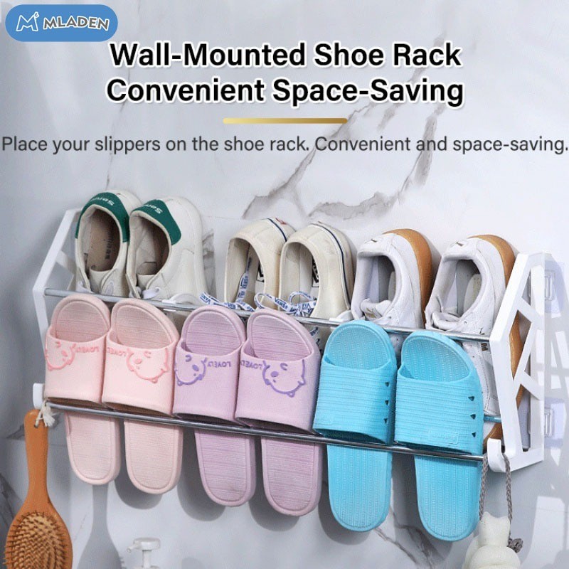 MLADEN Wall Mounted Shoe Organizer Slippers Rack Hanging Rack Save ...