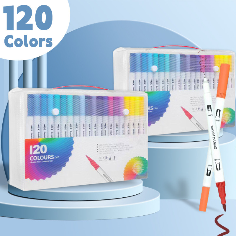 12/24/36/48/80/120 Colors Dual Tip Watercolor Brush Pen Set Colors ...