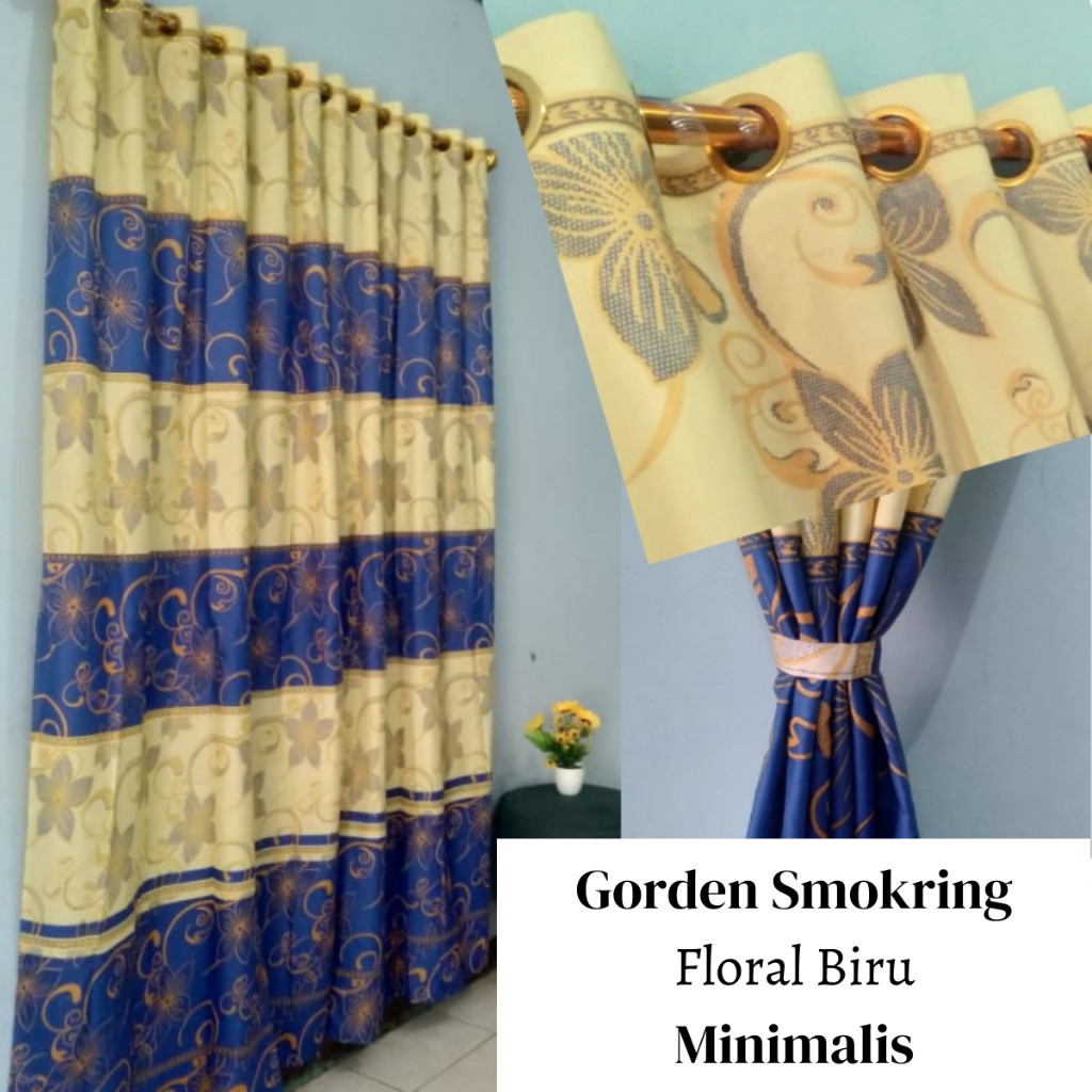 Blue Floral Living Room Window Curtains With Beautiful Floral Motifs