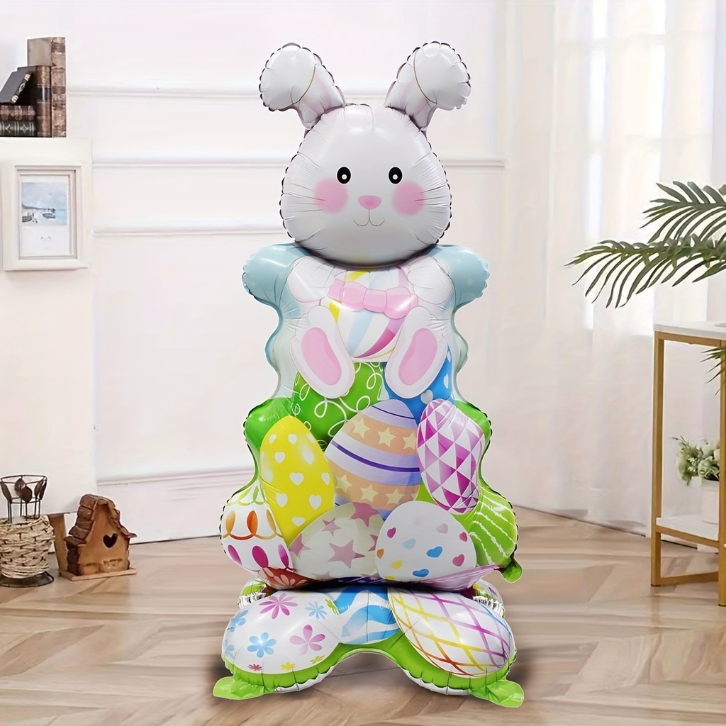 Large Base Standing Easter Eggs Bunny Foil Balloon Easter Party ...