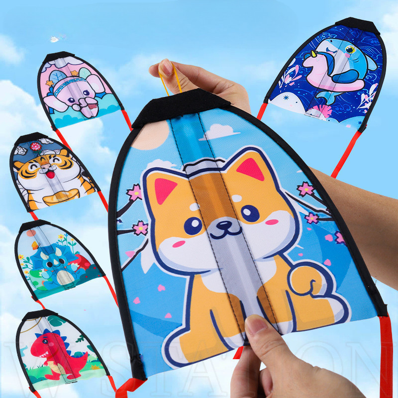 Rubber Band Ejection Mini Kite - Cartoon Animal Pattern Elastic Gliding ...