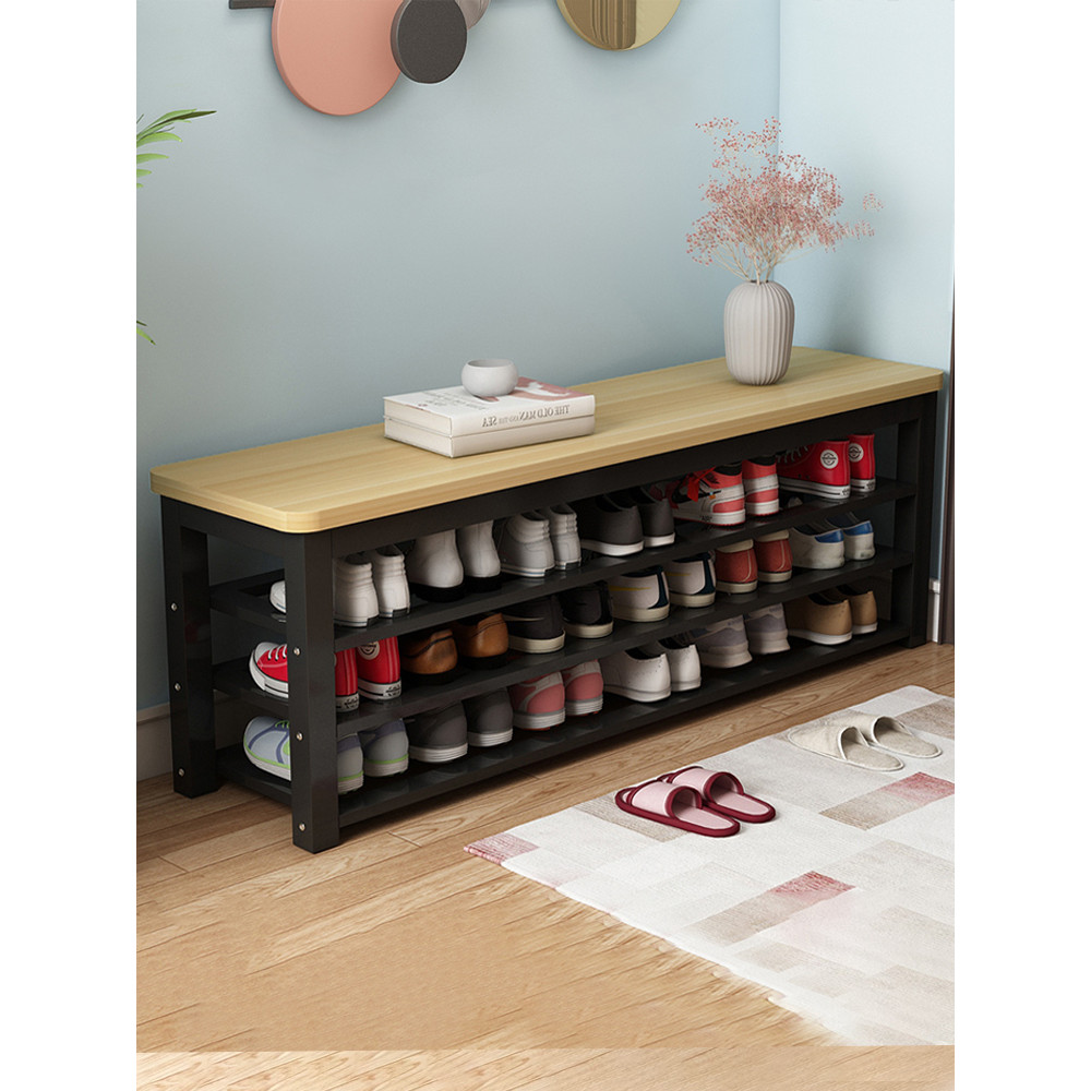 Shoe Rack Simple Entryway Home Shoe Cabinet with Integrated Stool, Long ...