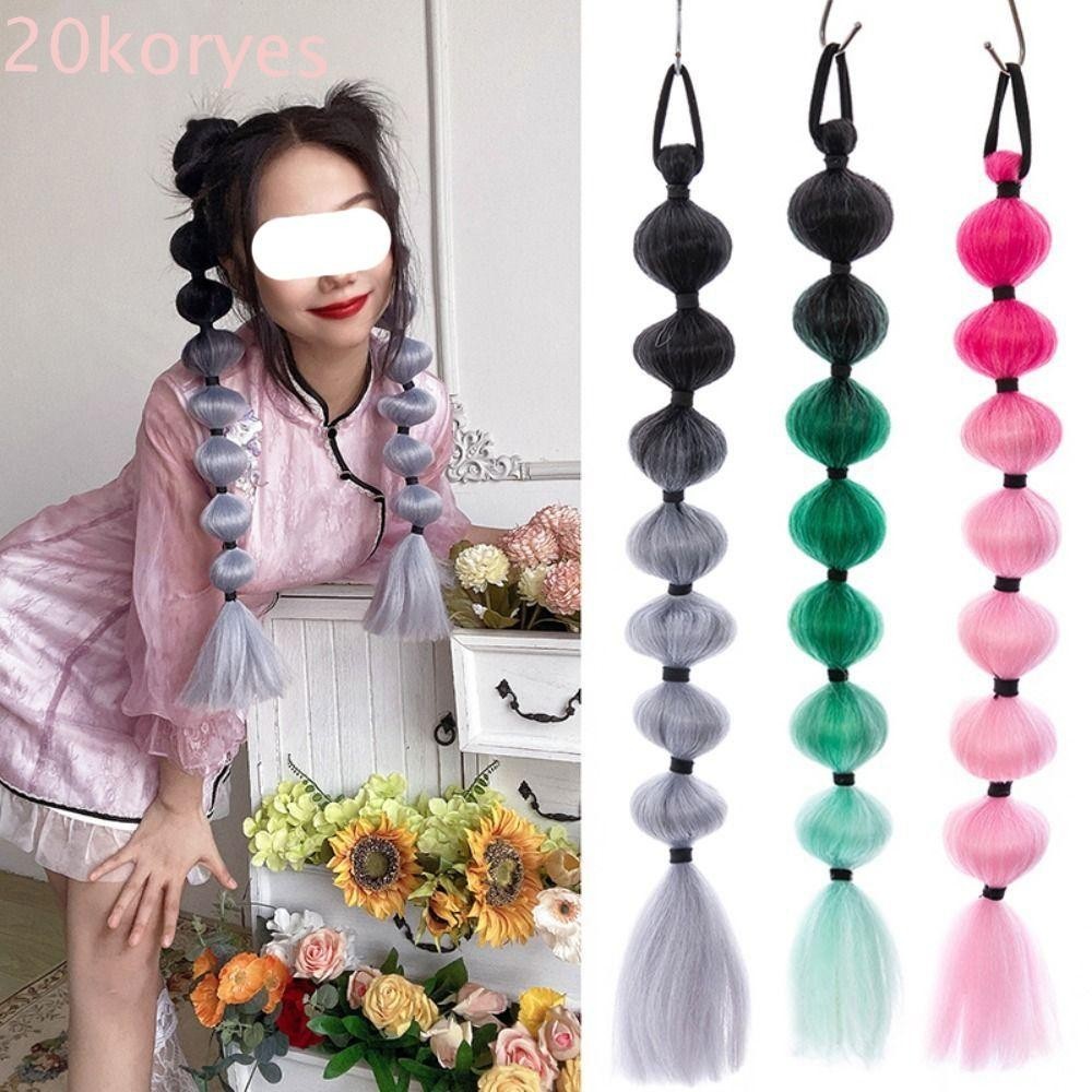 KORYES Bubble Ponytail, Gradient Colorful Puff Hair Tail, DIY Synthetic ...