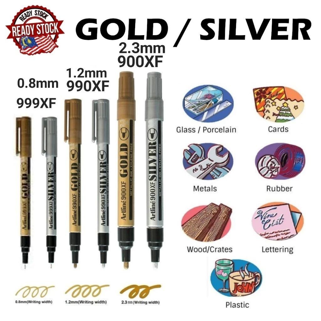 Artline Silver Color Marker Pen Artline Metallic Paint Marker