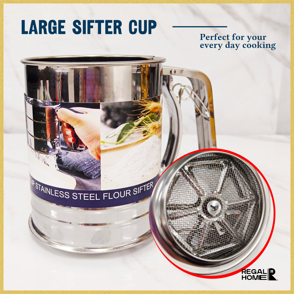 Flour Sifter Cup Big Double Layered Mesh Sifter Baking Tool | Shopee ...