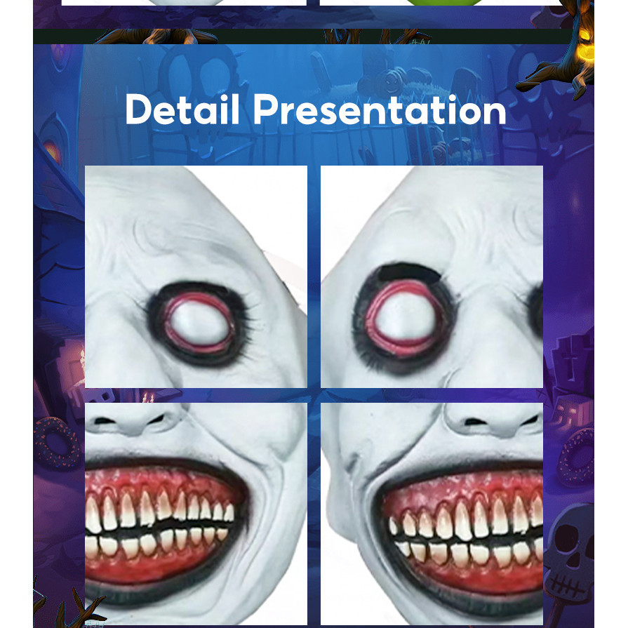 Awheat~ Creepy Halloween Mask Smiling Demons Horror Face Masks The Evil ...