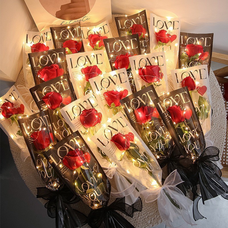 20Pcs Lot Single Rose Flower Packaging Bag Gift Wrapping Paper Wedding ...