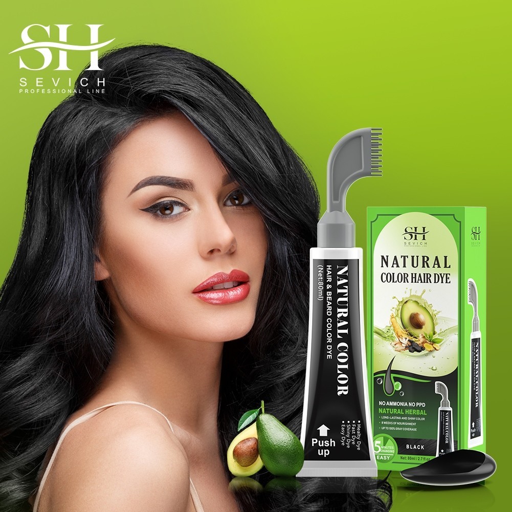 SEVICH Avocado Natural Color Hair Dye Shampoo Black Fruit Dyeing Cream ...