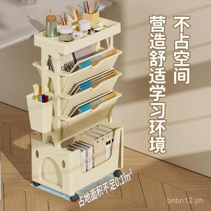 Movable Bookshelf Desk Side Bookshelf Student Desk Side Storage Rack ...