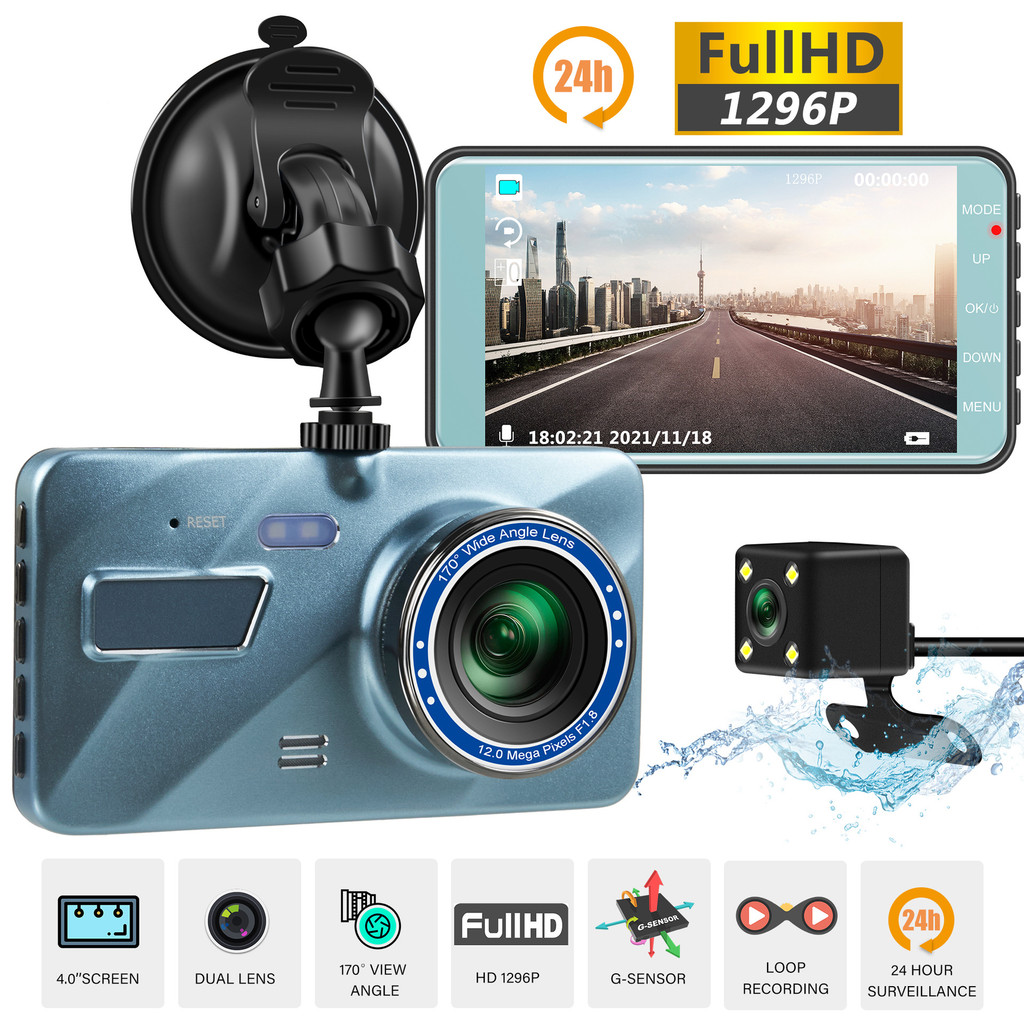 Car Camera Recorder Front and Back Dual Lens Dashcam Video Cam Night ...